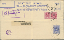 Malaiische Staaten - Sarawak: 1929 (29.1.), Registered Letter 'Sir Charles Vyner Brooke' 15c. Blue ( - Sonstige & Ohne Zuordnung