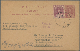 Malaiische Staaten - Sarawak: 1931, 2 C Lilac Postal Stationery Card, Uprated With 4 C Brown-purple, - Sonstige & Ohne Zuordnung