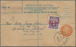 Malaiische Staaten - Sarawak: 1935, 15 C Orange Registered Pse (formate G), Uprated With 5 C Violet, - Autres & Non Classés