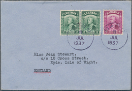Malaiische Staaten - Sarawak: 1937, 2 X 2 C Green And 4 C Bright Purple, Mixed Franking On Cover Wit - Autres & Non Classés