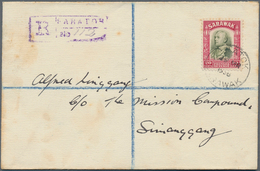 Malaiische Staaten - Sarawak: 1938, 20 C Olive-green/carmine, Single Franking On Registered Cover Wi - Sonstige & Ohne Zuordnung