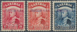 Malaiische Staaten - Sarawak: Japanese Occupation, 1942, 8 C. Carmine, 10 C. Scarlet And 15 C. Blue - Autres & Non Classés