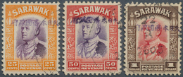 Malaiische Staaten - Sarawak: Japanese Occupation, 1942,25 C., 50 C. And $1 Each With Violet Ovpt., - Sonstige & Ohne Zuordnung