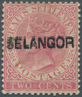 Malaiische Staaten - Selangor: 1883-85 QV 2c. Rose Optd. "SELANGOR" Type 21 (narrow "L"), Variety "O - Selangor