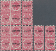 Malaiische Staaten - Selangor: 1885 QV 2c. Rose Optd. "SELANGOR" Type 24, Group Of 16 Stamps Buildin - Selangor