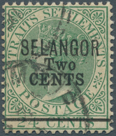 Malaiische Staaten - Selangor: 1891 2c. On 24c. Green, Ovpt. Type 37, Variety "Foot Of "T" In "CENTS - Selangor