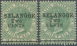 Malaiische Staaten - Selangor: 1891, Straits Settlements QV 24c. Green With Wmk. Crown CA With Black - Selangor