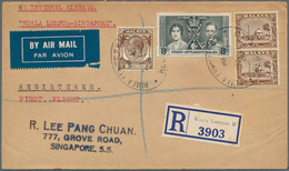 Malaiische Staaten - Selangor: 1937 (28.6.), Registered First Flight Cover 'By Internal Airways Kual - Selangor