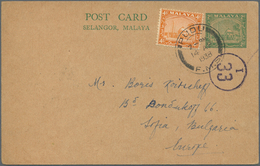 Malaiische Staaten - Selangor: 1938, 2 C Green Mosque Psc Uprated With 4 C Orange From PUDU, 14.AP 3 - Selangor