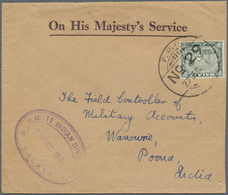 Malaiische Staaten - Selangor: 1941, FORCES MAIL: Mosque 8c. Grey Single Use On 'OHMS' Cover Cancell - Selangor