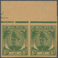 Malaiische Staaten - Selangor: 1949, Sultan Hisamud-din Alam Shah 8c. Green Imperforate PLATE PROOF - Selangor