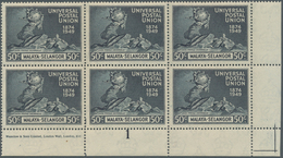 Malaiische Staaten - Selangor: 1949, 75th Anniversary Of UPU, 10c. - 50c., Complete Set In Bottom Ma - Selangor