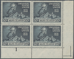 Malaiische Staaten - Selangor: 1949, 75th Anniversary Of UPU, 10c., 15c. (2), 25c., 50c., Group Of F - Selangor