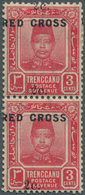 Malaiische Staaten - Trengganu: 1917, RED CROSS: Sultan Zain Ul Ab Din 3c. Carmine-red Vertical Pair - Trengganu