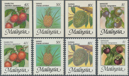 Malaysia: 1986, Fruits Four Different Stamps 40c. To $1 In IMPERFORATE PROOFS In Issued Colours And - Malaysia (1964-...)