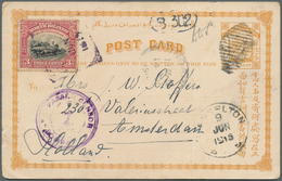 Nordborneo: 1915, 1 C Yellow-orange Postal Stationery Card, Uprated With 3 C Black And Rose-lake, Ti - North Borneo (...-1963)