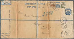 Palästina: 1929, 13 Mills Large Registered Stationery Envelope ( 290 X 148mm )uprated With 8,13 And - Palestine
