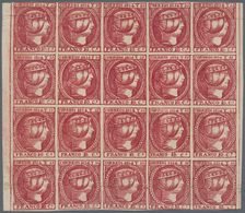 Philippinen: 1854, 10 Cuartos Dark Carmine, A Left And Right Margin Block Of 20 (4x5), Unused No Gum - Philippinen