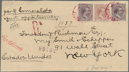 Philippinen: 1895, Pelon 20 C. (2), 8 C. Tied Purple "MANILA" To Front Cover Registered (bold "R") E - Philippines