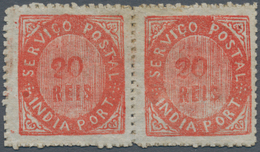 Portugiesisch-Indien: 1871, 20 R. Type II Vermilion Type, Thick Paper, A Horizontal Pair, Unused Mou - Portuguese India