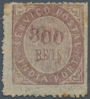 Portugiesisch-Indien: 1873, Type IA, 300 R. Dark Violet, Double Impression Of Value, Also Part Mirro - Portuguese India