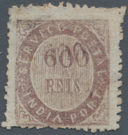 Portugiesisch-Indien: 1873, Type IA, 600 R. Dark Violet, Double Impression Of Value, Unused No Gum, - Portugiesisch-Indien