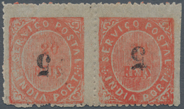 Portugiesisch-Indien: 1881, Local Surcharge A, Type I D, 5 R. On 20 R., A Horizontal Pair Both With - Portugiesisch-Indien