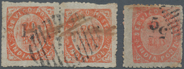 Portugiesisch-Indien: 1881, Types/tipos;1 1/2 R.on 20 R. (MF 63) Used: IA, A Horizontal Pair With Po - Portuguese India