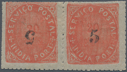 Portugiesisch-Indien: 1881, Type IIB, 5 R./20 R., Local Surcharge B, A Horizontal Pair With Left Sta - Portugiesisch-Indien