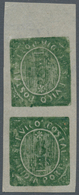 Portugiesisch-Indien: 1883, Local Currency 6 R. Green Type IIID, Vertical Tete Beche Top Margin Pair - Inde Portugaise