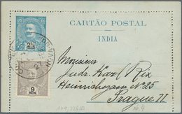 Portugiesisch-Indien: 1912/13, Two Letter Cards Registered To Prague/Bohemia:  2 1/2 T. Uprated 9 Rs - Inde Portugaise