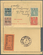 Portugiesisch-Indien: 1912/13, Two Letter Cards With Paid Reply Registered To Prague/Bohemia: 6 Rs. - Portuguese India