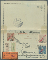 Portugiesisch-Indien: 1913, Letter Card 2 T. With Paid Reply Uprated 3 R., 9 R. And Bisects 6 R./8 R - Portuguese India