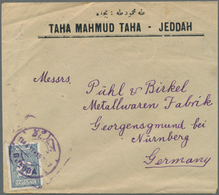 Saudi-Arabien - Nedschd: 1927, 1 1/2 G. Greyish Blue Tied Violet "DJEDDA 19 2 27" To Cover To Nuremb - Saudi-Arabien