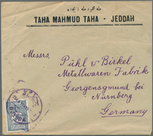 Saudi-Arabien - Nedschd: 1927, 1 1/2 G. Greyish Blue Tied Violet "DJEDDA 19 2 27" To Cover To Nuremb - Arabie Saoudite