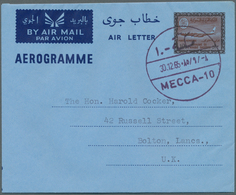 Saudi-Arabien: 1965, Two Air Letter 4 P. & 10 P. Each Tied By "MECCA 30/12/65" Cds. To Egypt And Eng - Saudi-Arabien