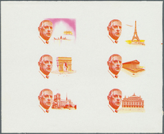 Schardscha / Sharjah: 1972, Charles De GAULLE With Sights Of Paris (Eiffel Tower, Opera House, Notre - Sharjah