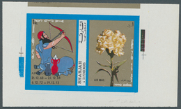 Schardscha / Sharjah: 1972, Zodiac Signs/Flowers/Space, Three Different Imperforate Proofs On Ungumm - Schardscha