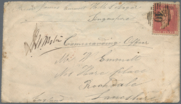 Singapur: 1858, Great Britain 1 D. Carmine With Numer "40" On Seaman Envelope With Handwritten Endor - Singapour (...-1959)