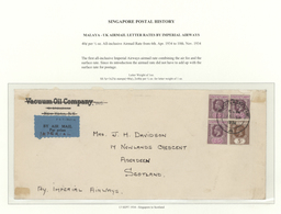 Singapur: 1934, 13 SEPT, Business Airletter Franked With 80 C "All-Inclusive Airmail Rate" For 2/2 O - Singapore (...-1959)