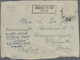 Singapur: 1936, Crash Mail Envelope With Bxed "DAMAGED BY SEA WATER". Mail Left Malaya In Mid-August - Singapur (...-1959)