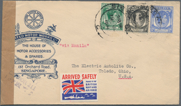Singapur: 1940/1941, Four Censored Covers Bearing Different Straits Settlements KGVI Definitives All - Singapur (...-1959)