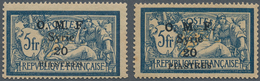Syrien: 1920, 20pi. On 5fr. With Black Overprint Both Types, Mint Hinged Tiny Gum Spots, Signed Calv - Syrien