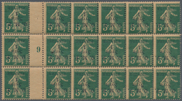 Syrien: 1920, O.M.F. 1pi. On 5c. Green, Gutter Block Of 18 With Inverted Overprint (one Stamp Pin Ho - Syrien