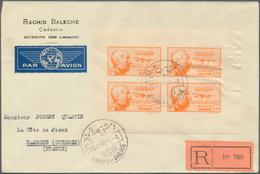 Syrien: 1945, President Shukri Al-Quwatli, 15pi. Orange, Imperforate Mini Sheet With Four Stamps (sl - Syrien