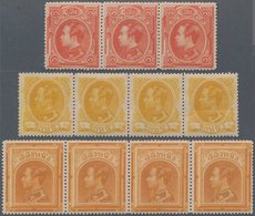 Thailand: 1883 First Issue Complete Set In Stripes Of Three (small Values) And Stripes Of Four (1 Si - Thaïlande