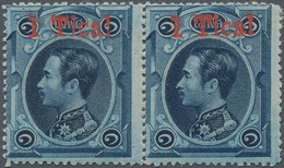 Thailand: 1885 "1 Tical" On 1 Solot Deep Blue, Ovpt. Type II (14x3½mm), Horizontal Pair, Mint Lightl - Thailand