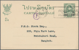 Thailand - Ganzsachen: 1942 Postal Stationery Card 2 On 3s. Green, Addressed Locally To F.M.S. Stern - Thailand