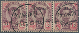 Thailand - Stempel: "KAMPHAENG PHET" Native Cds On 1894-99 4a. On 12a. Horizontal Strip Of Three, Tw - Thailand