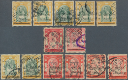 Thailand - Besonderheiten: 1909, King Chulalongkorn Provisional Issue Small Group Incl. 7 Stamps Wit - Thailand